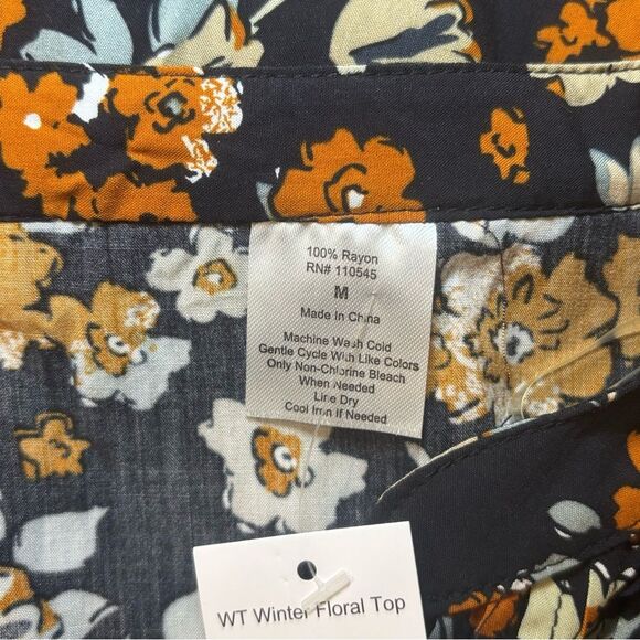 Cracker Barrel Floral Long Sleeve Pleated Front Tunic Blouse NWT - Picture 5 of 6